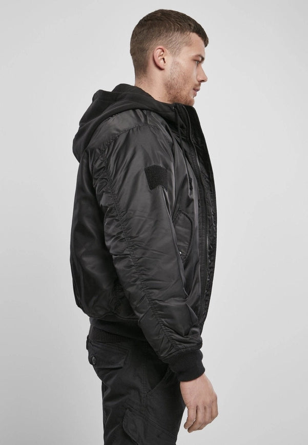 Hooded MA1 Bomber Jacket black