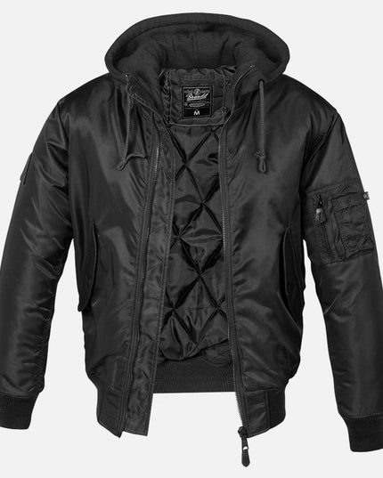 Hooded MA1 Bomber Jacket black