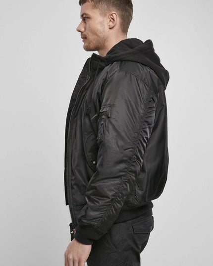 Hooded MA1 Bomber Jacket black