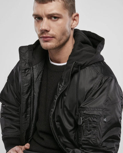 Hooded MA1 Bomber Jacket black