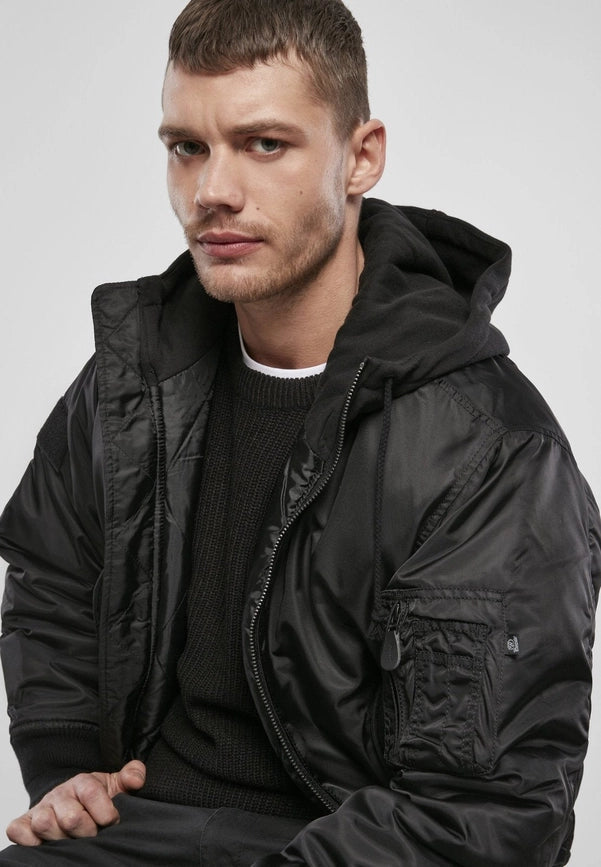 Hooded MA1 Bomber Jacket black