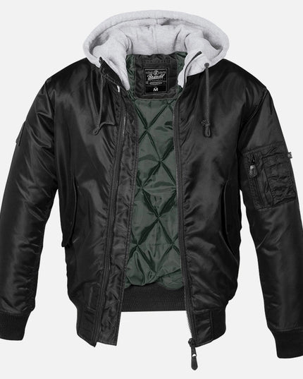 Hooded MA1 Bomber Jacket black/grey