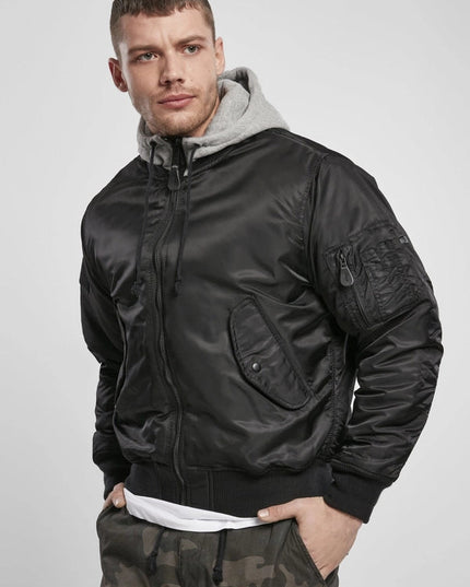 Hooded MA1 Bomber Jacket black/grey