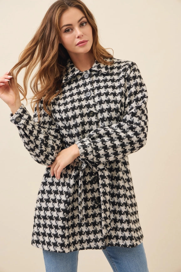 Houndstooth Check Dress Jacket BLACK/WHITE