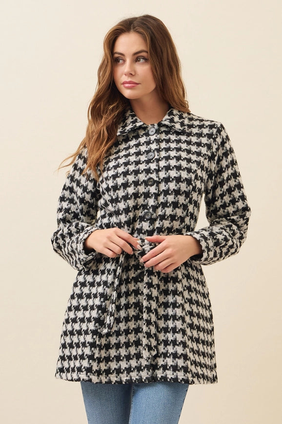 Houndstooth Check Dress Jacket BLACK/WHITE