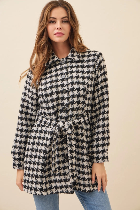 Houndstooth Check Dress Jacket BLACK/WHITE