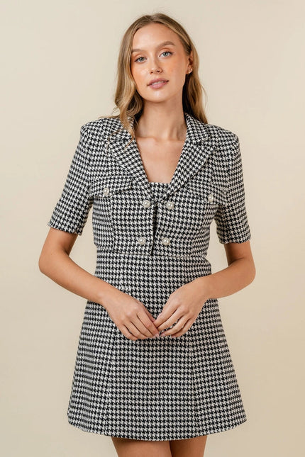 Houndstooth S/S Cropped Jacket