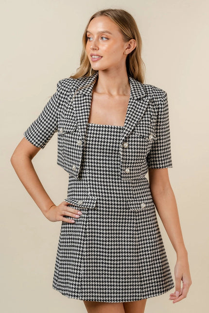 Houndstooth S/S Cropped Jacket