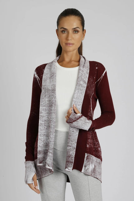 Huntress Drape Front Cardigan Oxblood Red