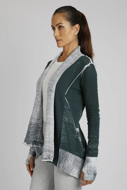 Huntress Drape Front Cardigan Rain Forest