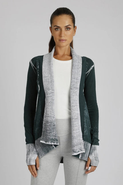 Huntress Drape Front Cardigan Rain Forest