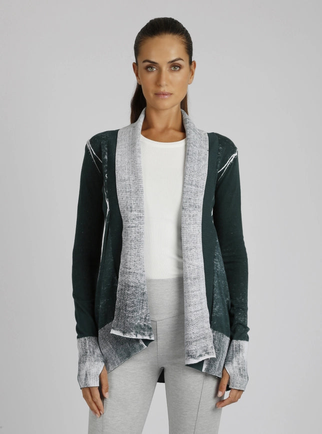 Huntress Drape Front Cardigan Rain Forest