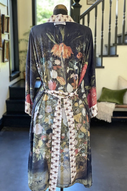 I Dream in Flowers Bamboo Duster Kimono Robe with Bees