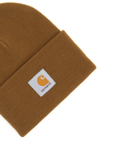 Brown Carhartt Wip Beanie Hat With Logo Patch-Carhartt Wip-Brown-os-Urbanheer