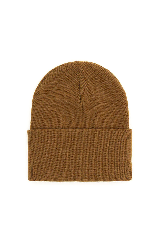 Brown Carhartt Wip Beanie Hat With Logo Patch-Carhartt Wip-Brown-os-Urbanheer