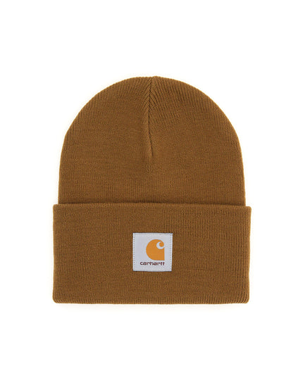 Brown Carhartt Wip Beanie Hat With Logo Patch-Carhartt Wip-Brown-os-Urbanheer