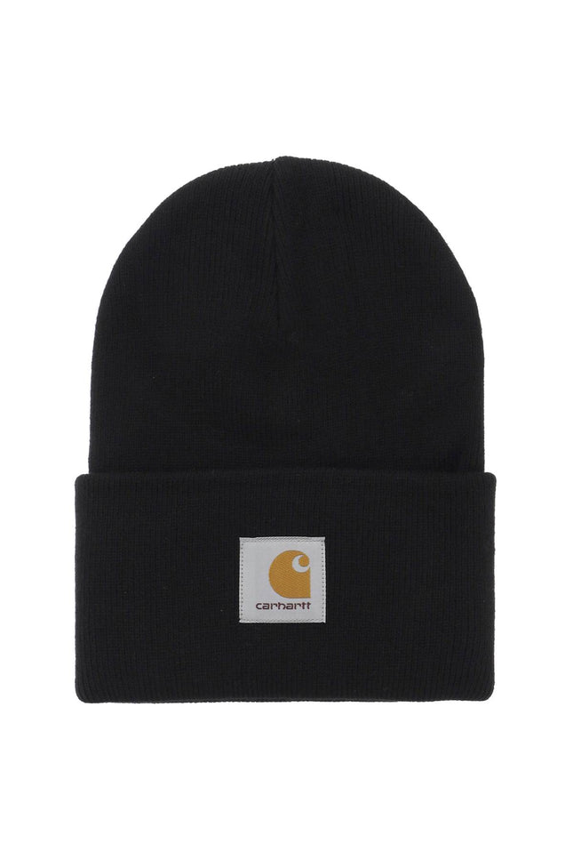 Black Carhartt Wip Beanie Hat With Logo Patch-Carhartt Wip-Black-os-Urbanheer