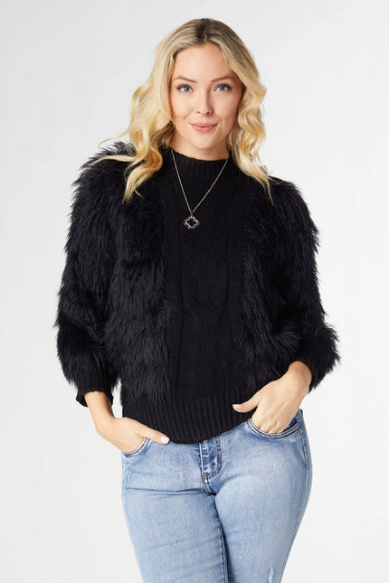 Imani Cable Knit Faux Fur Sweater - Valentine's Day