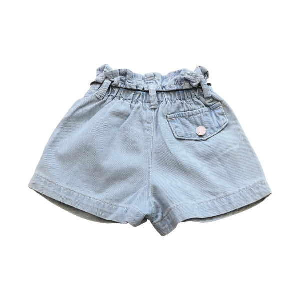 Imitated Leather Strap Denim Shorts