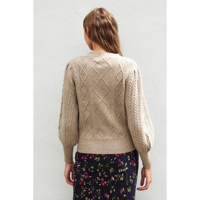 In A Bubble Cable Knit Sweater  OATMEAL TAUPE