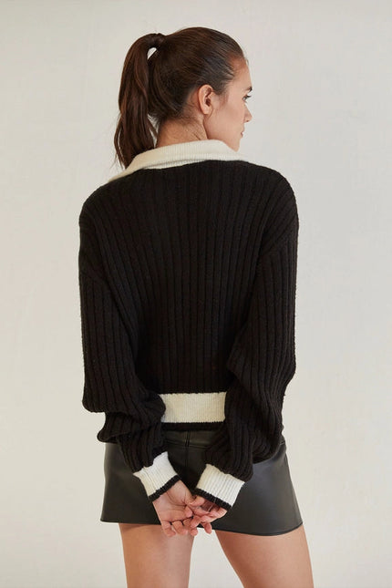 Iris Funnel Neck Contrast Sweater