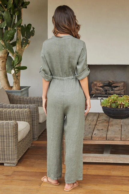 Italian Linen Long Sleeve Jumpsuit ARG