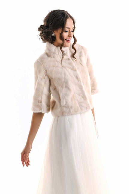 Ivory Genuine Mink Fur Jacket-3