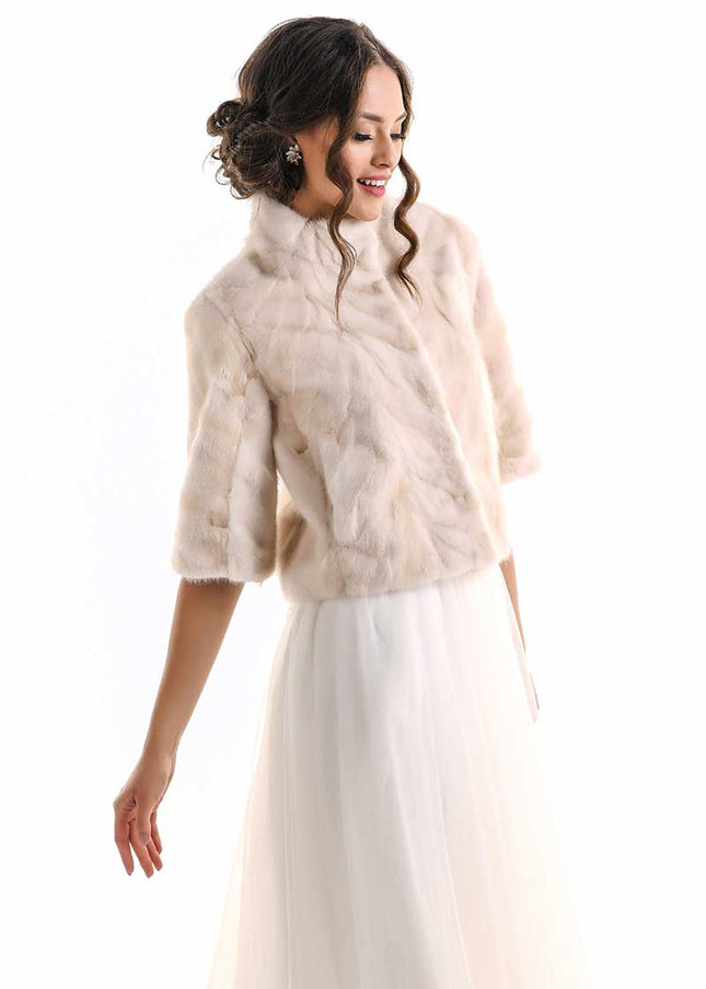 Ivory Genuine Mink Fur Jacket-3