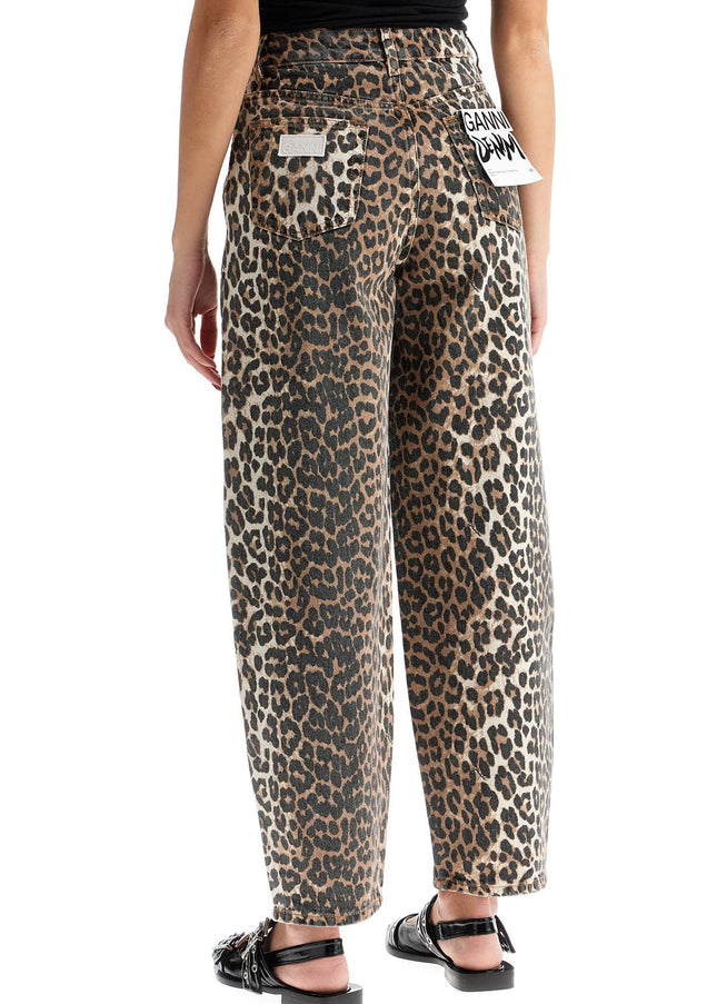 Ganni leopard print barrel jeans