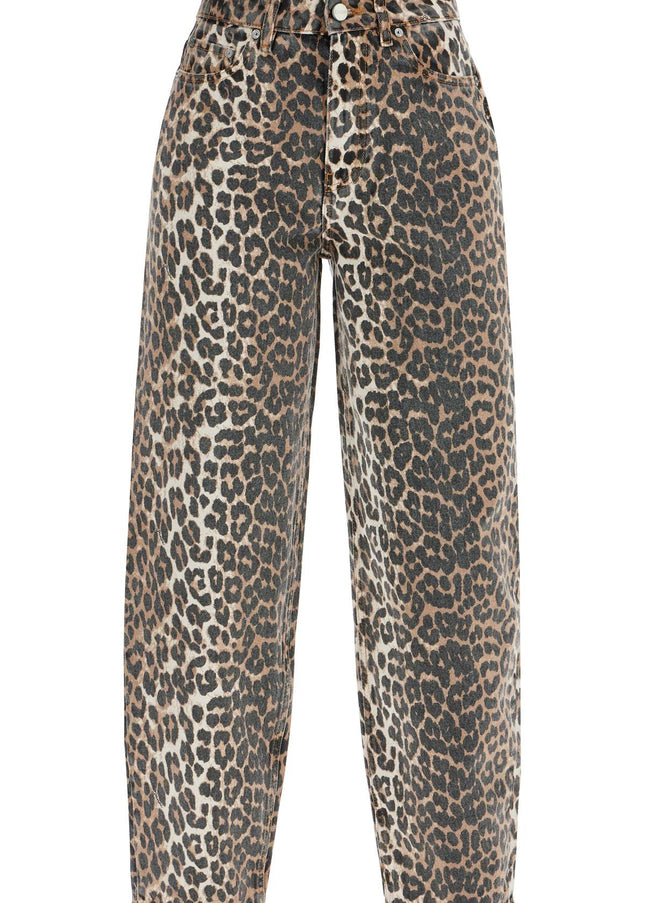 Ganni leopard print barrel jeans