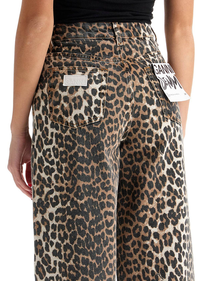 Ganni leopard print barrel jeans