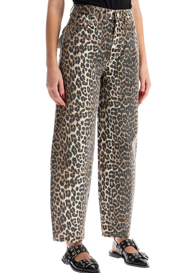 Ganni leopard print barrel jeans