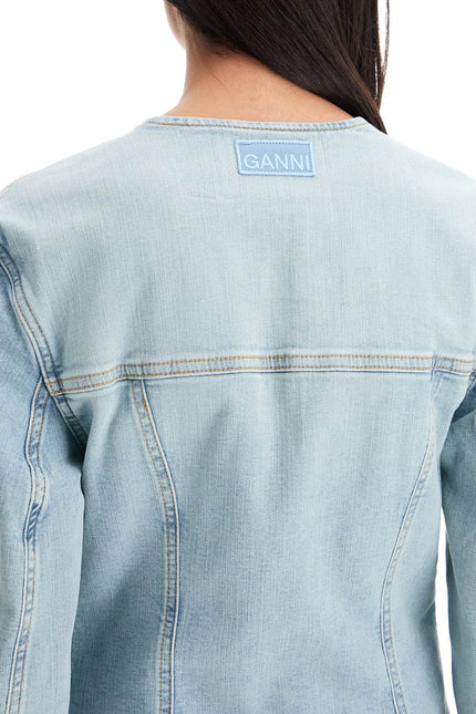 Ganni slim fit denim stretch blazer for a