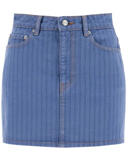 Ganni "striped overdyed denim mini