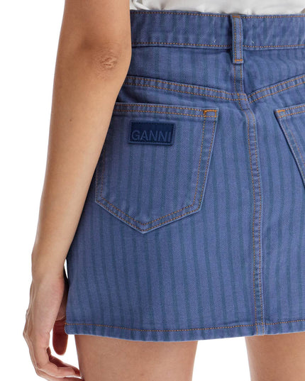 Ganni "striped overdyed denim mini