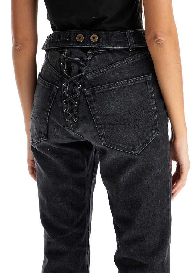 JEAN PAUL GAULTIER jeans with padded inlays and lace-up