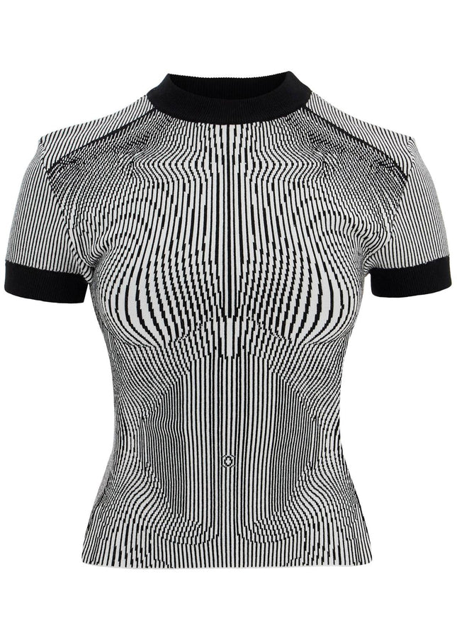 JEAN PAUL GAULTIER black and white striped viscose t-shirt