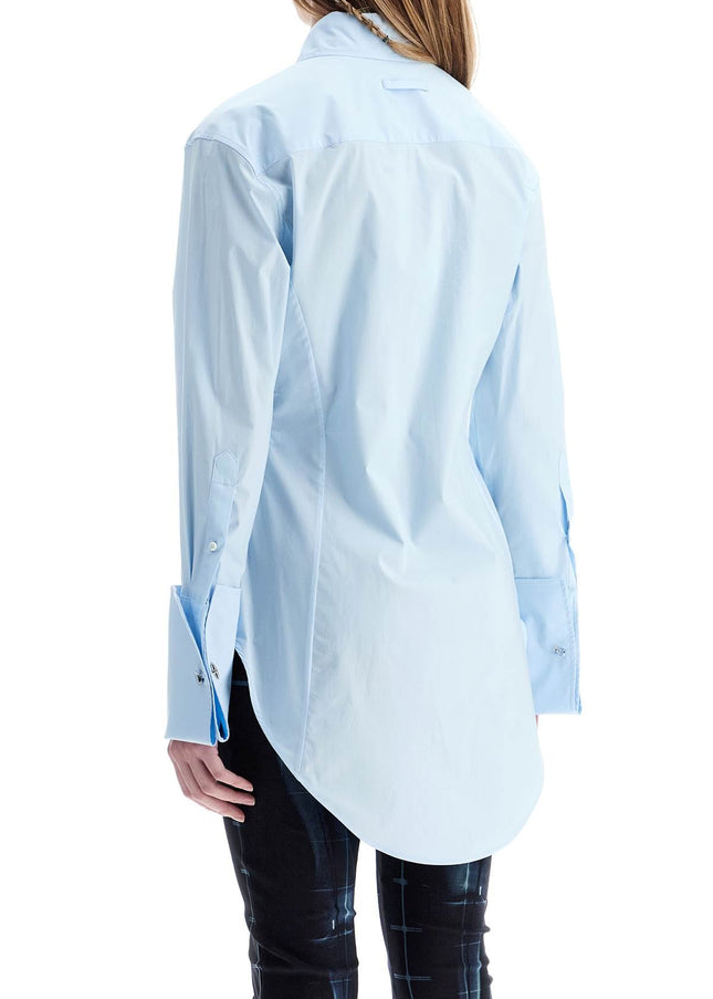 JEAN PAUL GAULTIER light blue cotton shirt with underboob print