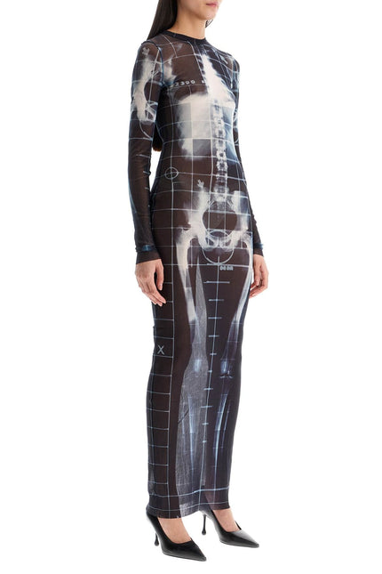 JEAN PAUL GAULTIER long dress with x-ray print in black*** blue*** and light blue squeletor