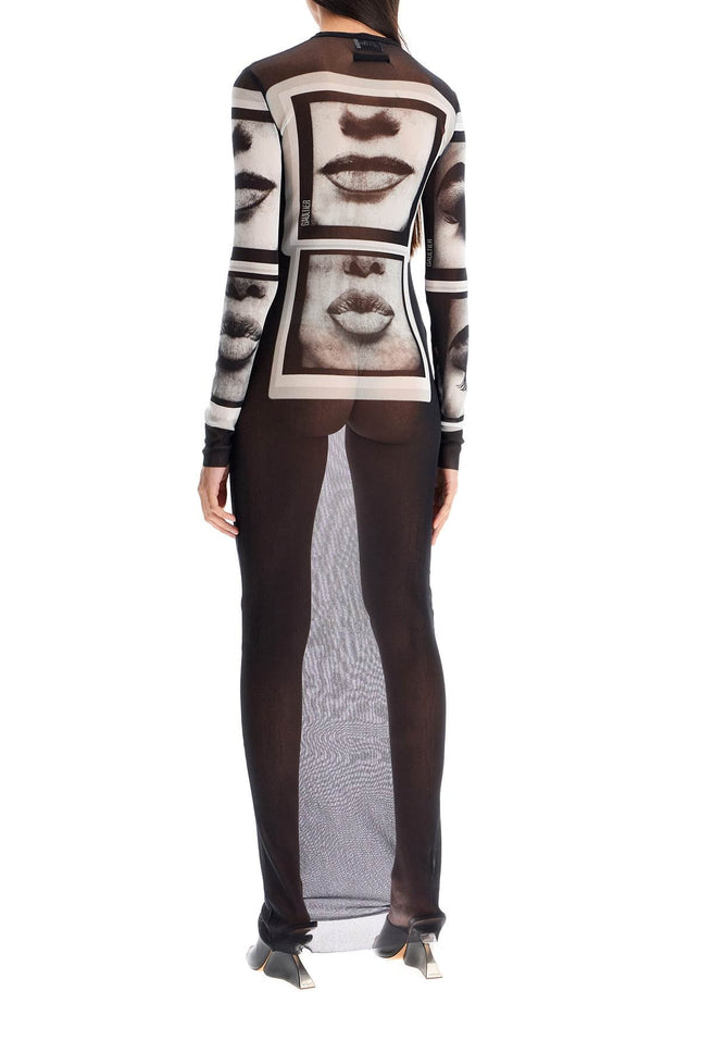 JEAN PAUL GAULTIER "maxi mesh dress with eyes and lips print"