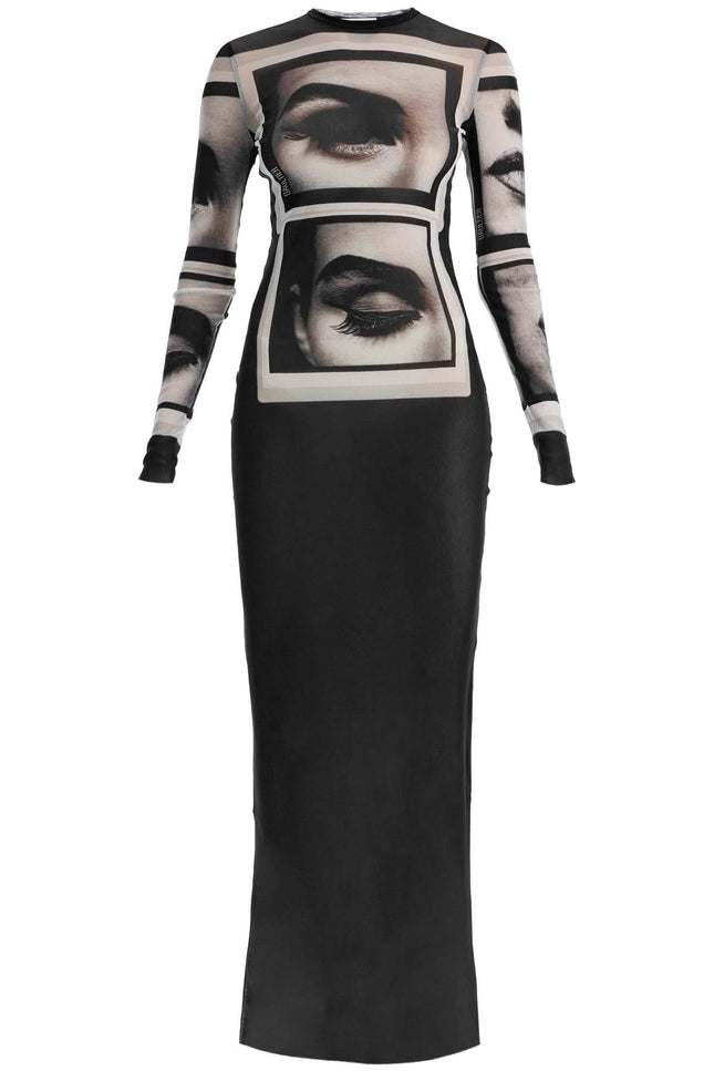 JEAN PAUL GAULTIER "maxi mesh dress with eyes and lips print"