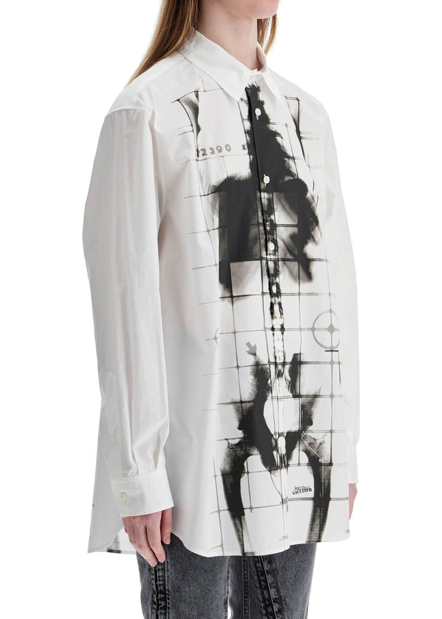 JEAN PAUL GAULTIER white cotton shirt with skeleton print front and back