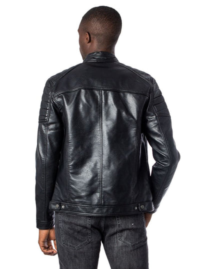 Jack Jones Black Synthetic Leather Jacket