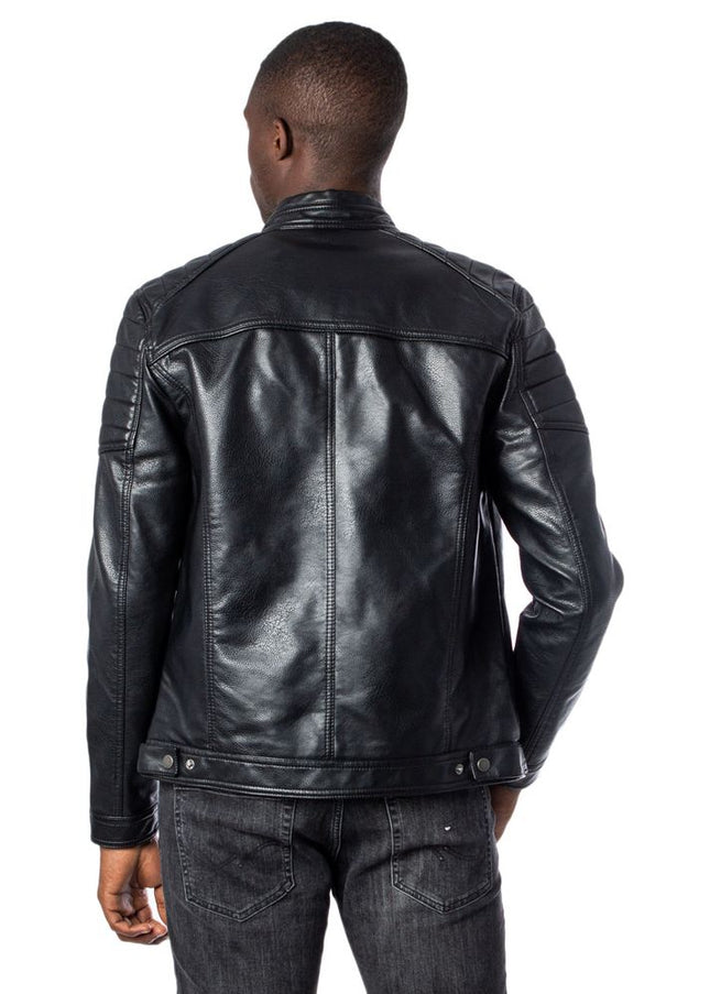 Jack Jones Black Synthetic Leather Jacket