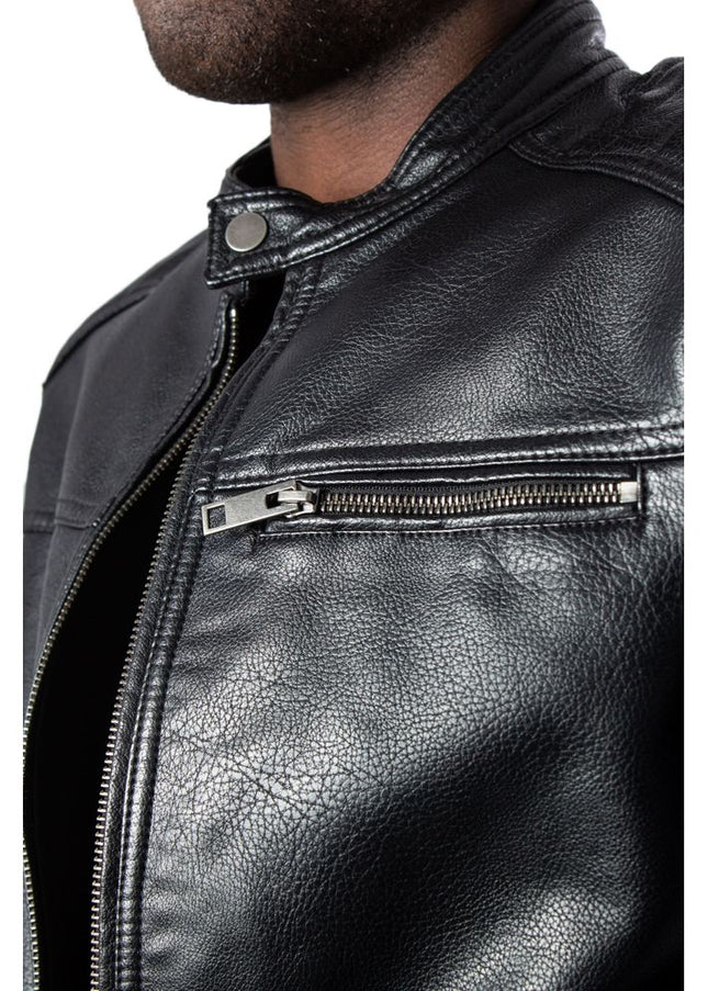 Jack Jones Black Synthetic Leather Jacket