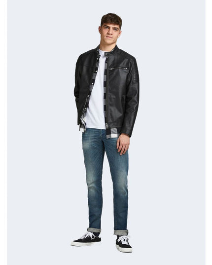 Jack Jones Black Synthetic Leather Jacket