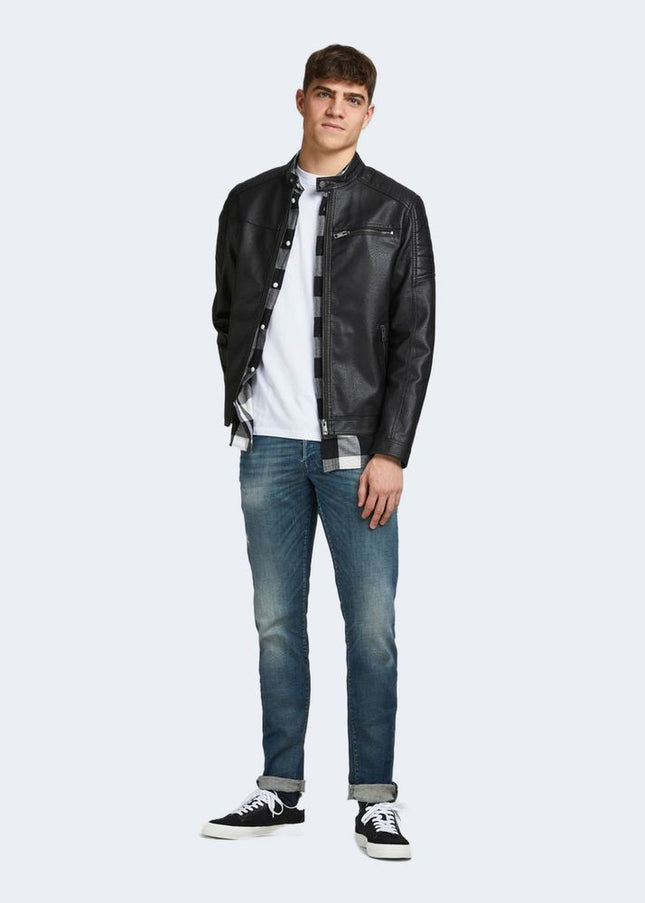 Jack Jones Black Synthetic Leather Jacket