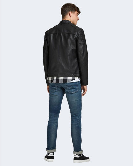 Jack Jones Black Synthetic Leather Jacket