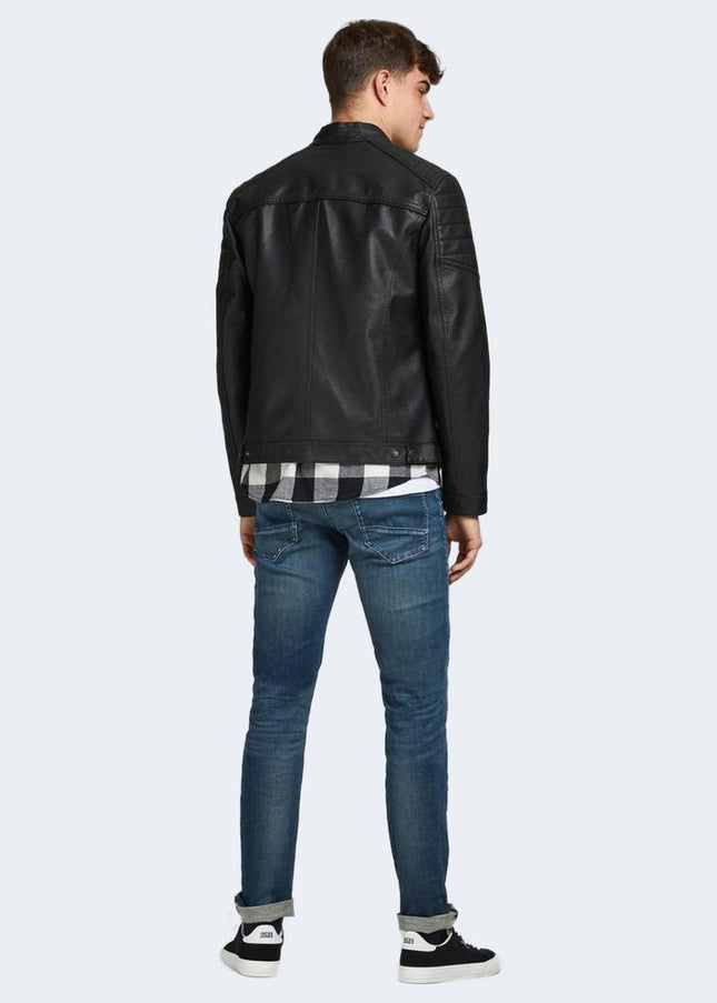 Jack Jones Black Synthetic Leather Jacket