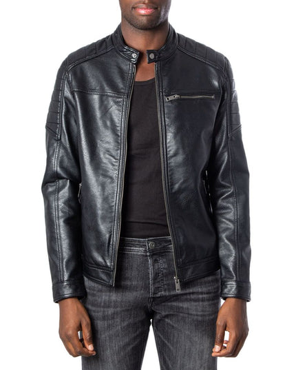 Jack Jones Black Synthetic Leather Jacket